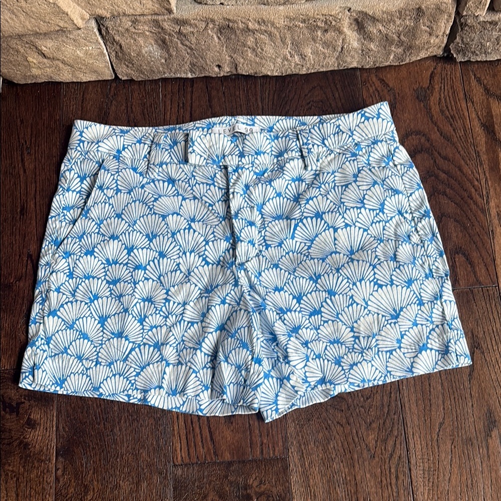 Blue and White Patterned Women's Shorts